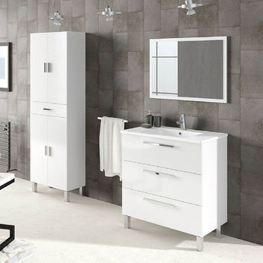 Elegant Valdo Tall Bathroom Cupboard in White Gloss with Ample Storage - UK Luxury Furniture